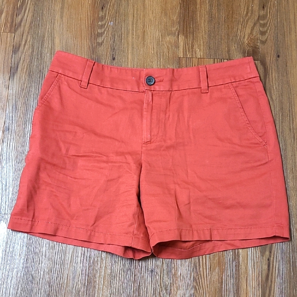LOFT Red Bermuda Shorts Cotton Blend Casual